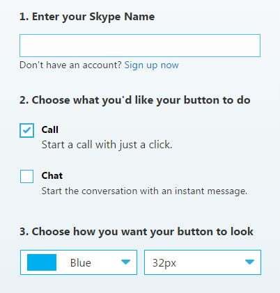 create skype button website blog