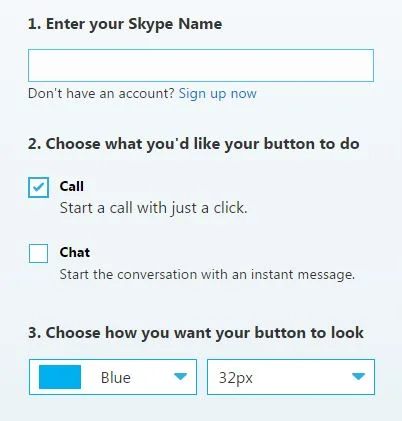 create skype button website blog